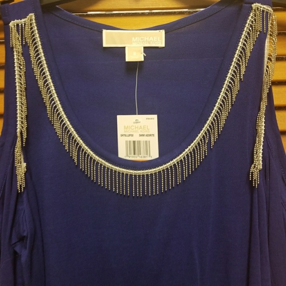 Michael Kors open shoulder top size small in blue - Picture 3 of 8